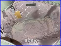 Michael Kors Gilly Large Drawstring Zip Tote Bag Laptop Army Olive Green Leather