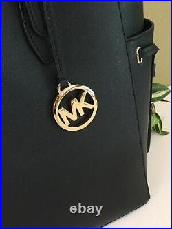 Michael Kors Gilly Large Drawstring Zip Tote Bag Laptop Mk Black Leather Gold