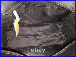 Michael Kors Gilly Large Drawstring Zip Tote Bag Laptop Mk Black Leather Gold