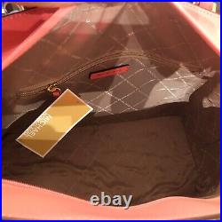 Michael Kors Gilly Large Drawstring Zip Tote Bag Laptop Mk Grapefruit Leather