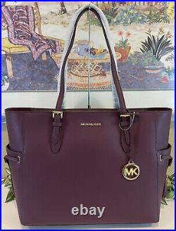 Michael Kors Gilly Large Drawstring Zip Tote Bag Laptop Mk Logo Bordeaux Merlot