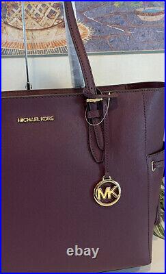 Michael Kors Gilly Large Drawstring Zip Tote Bag Laptop Mk Logo Bordeaux Merlot