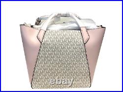 Michael Kors Gilly Large Drawstring Zip Tote Bag Laptop Mk Signature Pink Blush
