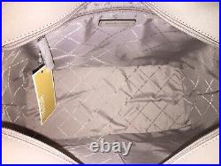 Michael Kors Gilly Large Drawstring Zip Tote Bag Laptop Mk Signature White Grey