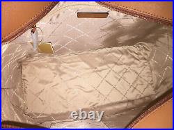 Michael Kors Gilly Large Drawstring Zip Tote Bag Laptop Vanilla Logo Leather