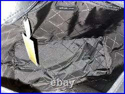 Michael Kors Gilly Large Zip Drawstring Tote Bag Laptop Black Signature Leather