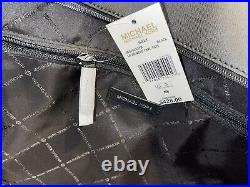 Michael Kors Gilly Large Zip Drawstring Tote Bag Laptop Black Signature Leather