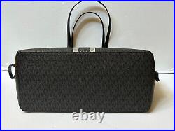 Michael Kors Gilly Lg Drawstring Laptop Tote Bag Center Stripe Mk Black Multi