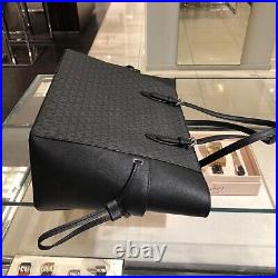 Michael Kors Gilly Tote Bag Shoulder Laptop Handbag Black Center Stripe + Wallet