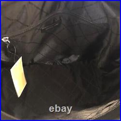 Michael Kors Gilly Tote Bag Shoulder Laptop Handbag Black Center Stripe + Wallet