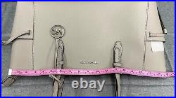 Michael Kors Gilly Voyager Large Drawstring Tote Laptop Bag Pearl Grey Leather