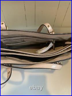 Michael Kors Gilly Voyager Large Drawstring Tote Laptop Bag Pearl Pink Leather