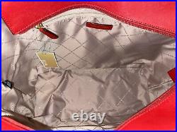Michael Kors Jet Set Large Zip Shoulder Tote Bag Laptop Red Flame Leather Gold