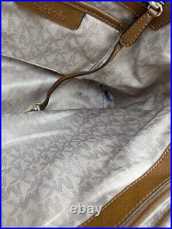 Michael Kors Jet Set Leather Large Acorn Luggage Brown Padded Laptop Bag Tote