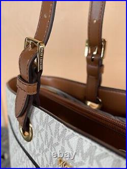 Michael Kors Jet Set Travel Large Laptop Tote Shoulder Bag Mk Signature Vanilla
