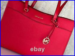 Michael Kors Jet Set Travel Large Shoulder Laptop Tote Bag + Wallet Bright Red