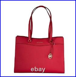 Michael Kors Jet Set Travel Large Shoulder Laptop Tote Bag + Wallet Bright Red