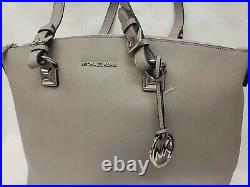 Michael Kors Karla Gray Leather Tote Purse Travel Shoulder Bag $248 New @SC