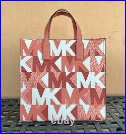 Michael Kors Kenly Large Graphic Logo MK PVC Tote Satchel Shoulder Bag $498