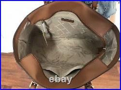 Michael Kors Large Tote Brown MK Signature Laptop Bag Handbag Purse Shoulder