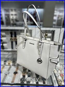 Michael Kors MK Women Large Leather Laptop Purse Tote Shoulder Handbag White Bag