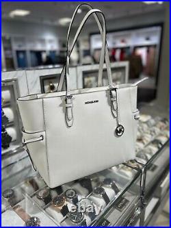 Michael Kors MK Women Large Leather Laptop Purse Tote Shoulder Handbag White Bag