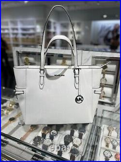 Michael Kors MK Women Large Leather Laptop Purse Tote Shoulder Handbag White Bag