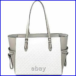 Michael Kors PVC Leather Large Tote Shoulder Bag Laptop Handbag Purse White Grey