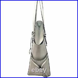 Michael Kors PVC Leather Large Tote Shoulder Bag Laptop Handbag Purse White Grey