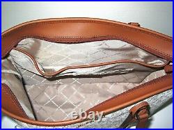Michael Kors Sady Large Multifunction Leather Laptop Tote Handbag Vanilla/brown