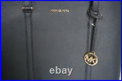Michael Kors Sady Large Multifunction Saffino Leather Laptop Tote Bag Navy Blue