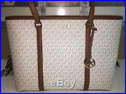 Michael Kors Sady Large Multifunctional Tote Bag Vanilla Signature Laptop Sleeve