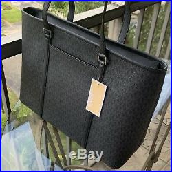 Michael Kors Sady Leather Multifunction Laptop Tz Tote Bag Mk Black/silver