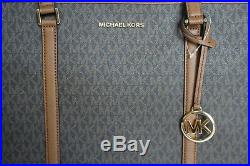 Michael Kors Sady Lg Multifunction Top Zip Pvc Leather Laptop Tote Bag Mk Brown