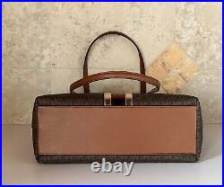 Michael Kors Sheila Lg Laptop Tote Shoulder Bag Mk Brown Center Stripe