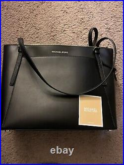 Michael Kors Voyager East West Tote Compartments Bag Leather Black New With Tag