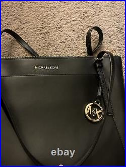 Michael Kors Voyager East West Tote Compartments Bag Leather Black New With Tag