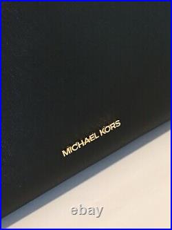 Michael Kors Walsh Medium Multifunctional Tote Bag Black Leather Laptop Sleeve