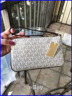 Michael Kors Women Large Leather Shoulder Tote Purse Vanilla Handbag Bag+Wallet