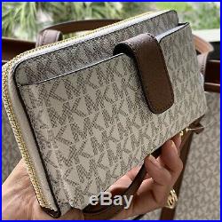 Michael Kors Women PVC Leather Large Shoulder MK Tote Bag Handbag and Wallet Set