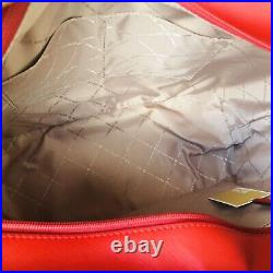 Michael Kors Women PVC Leather Shoulder Tote Purse Bag Handbag Laptop Brown Red