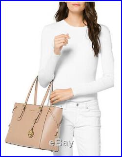 Michael Kors Women's Voyager Tote Leather Top Zip Bag Oyster Laptop travel gym