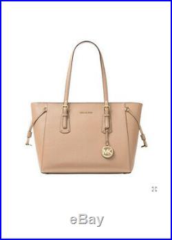 Michael Kors Women's Voyager Tote Leather Top Zip Bag Oyster Laptop travel gym