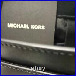 Michael Kors mens Harrison Leather Shoulder Flap Bag Leopard Brown Black Laptop