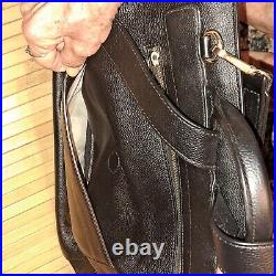 Mina Baie Harper Black Pebbled Leather Backpack/ Diaper Bag