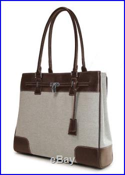 Mobile Edge Women's Madison Two-Tone Canvas Laptop Tote Bag in Chocolate