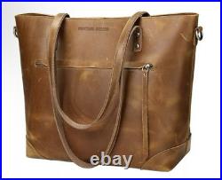 Montana Hudson Vintage Eva Leather Zip tote laptop bag Size OS -Tan