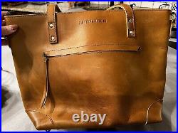 Montana Hudson Vintage Eva Leather Zip tote laptop bag Size OS -Tan