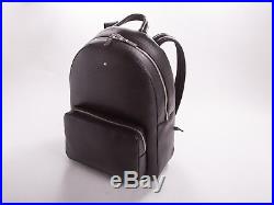Montblanc black leather bag backpack laptop large Men/women authentic NWT