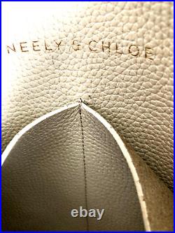 NEELY & CHLOE Large Tote Shoulder Laptop Weekend Travel Bag Light Gray Leather